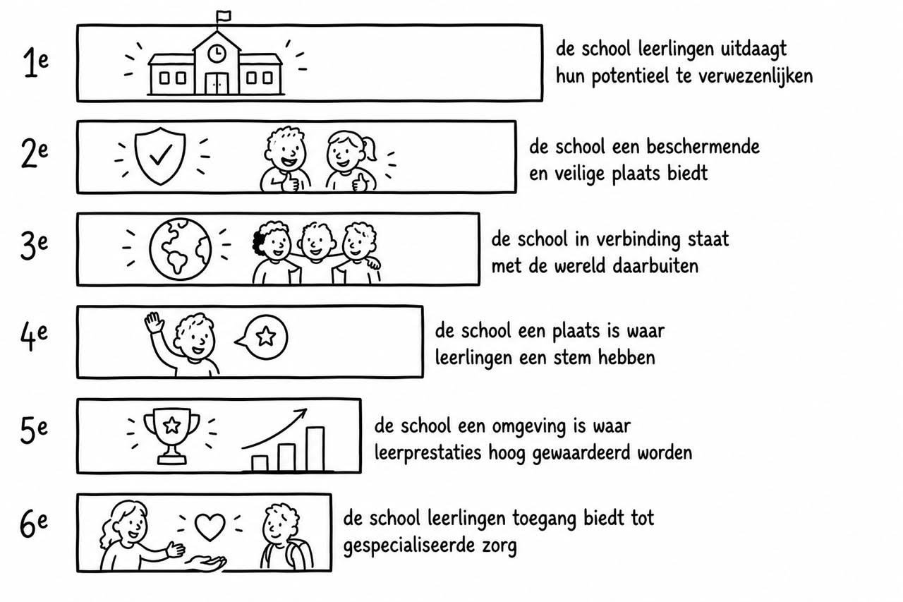 De gemiddelde prioritering van zes stellingen over pedagogische legitimaties